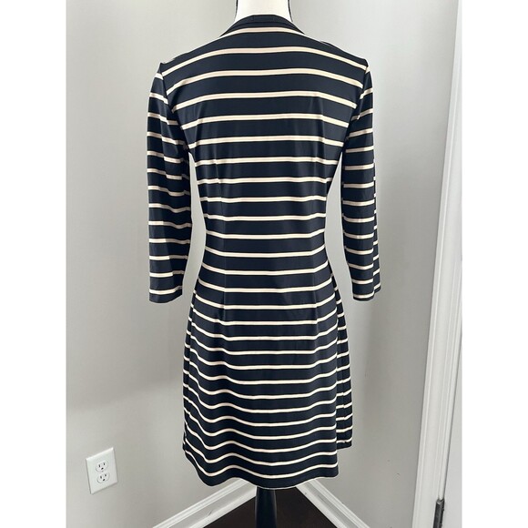 J. McLaughlin Lynn Henley Dress Camel And Black Striped Size Small EUC - Picture 6 of 9